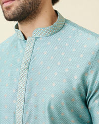 Manyavar Men Aqua Blue Buta Patterned Kurta Set