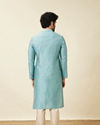 alt message - Manyavar Men Aqua Blue Buta Patterned Kurta Set image number 5