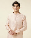 Cream Pink Ogee Patterned Kurta Set