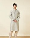 Manyavar Men Pista Green Ogee Patterned Kurta Set