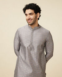 Manyavar Men Glacier Grey Buta Patterned Kurta Set