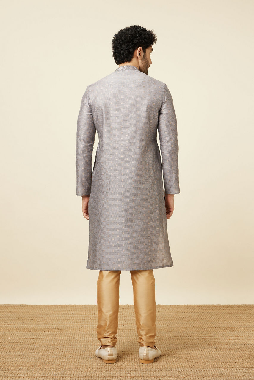 Manyavar Men Glacier Grey Buta Patterned Kurta Set