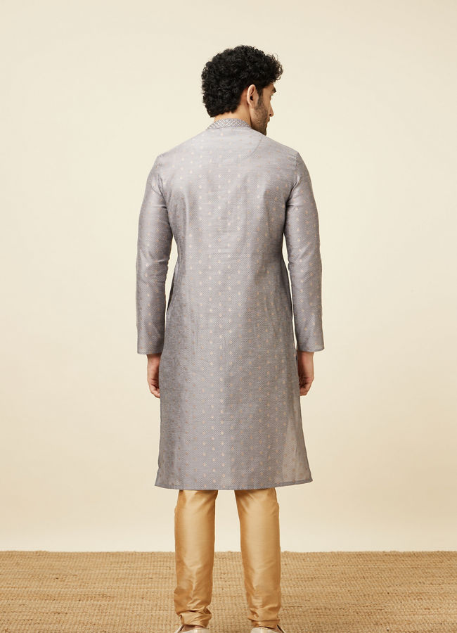 Manyavar Men Glacier Grey Buta Patterned Kurta Set