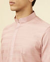 alt message - Manyavar Men Rosewater Pink Horizontal Striped Kurta Set image number 1