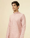 alt message - Manyavar Men Rosewater Pink Horizontal Striped Kurta Set image number 0