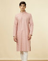 alt message - Manyavar Men Rosewater Pink Horizontal Striped Kurta Set image number 2