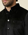 Manyavar Men Kohl Black Self Patterned Indo Western Jacket