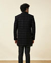 Manyavar Men Kohl Black Self Patterned Indo Western Jacket