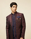 Manyavar Men Windsor Wine Diamond Patterned Indo Western Set