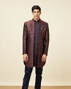 Manyavar Men Windsor Wine Diamond Patterned Indo Western Set