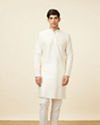 alt message - Manyavar Men Pristine White Embroidered Bandhgala Kurta Set image number 2