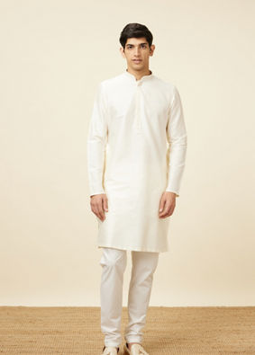 alt message - Manyavar Men Pristine White Embroidered Bandhgala Kurta Set image number 2