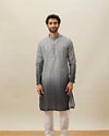 alt message - Manyavar Men Cloud Grey Moroccan Inspired Print Kurta image number 2