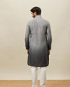 alt message - Manyavar Men Cloud Grey Moroccan Inspired Print Kurta image number 4