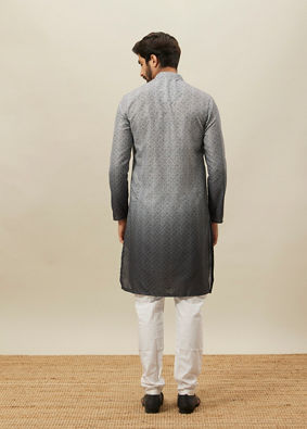 Grey Two Toned Printed Kurta image number 4