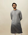 alt message - Manyavar Men Cloud Grey Moroccan Inspired Print Kurta image number 0