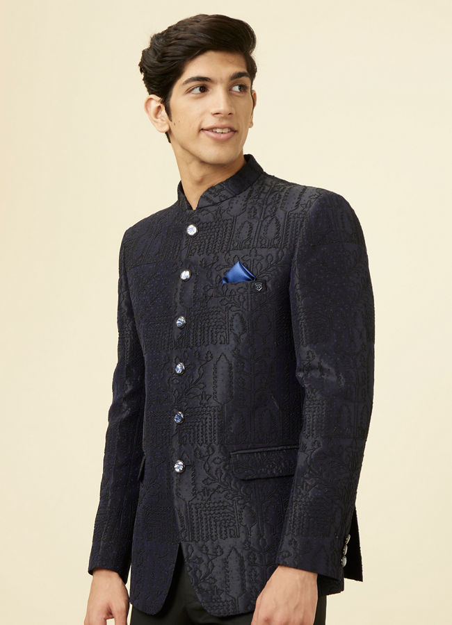 Blue Groom Jodhpuri Suit With Embroidery