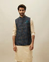 Crystal Teal Blue Abstract Patterned Jacket