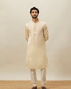 Manyavar Men Cloud Cream Embroidered Bandhgala Kurta Set