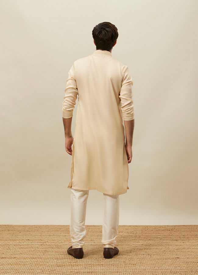 alt message - Manyavar Men Cloud Cream Embroidered Bandhgala Kurta Set image number 5