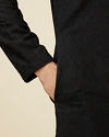 Manyavar Men Midnight Black Ogee Patterned Chikankari Kurta Set