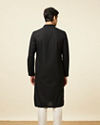 alt message - Manyavar Men Midnight Black Ogee Patterned Chikankari Kurta Set image number 5