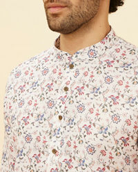 Manyavar Men White Floral Kurta