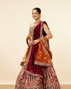 Orange Maroon Embroidered Bridal Lehenga image number 2