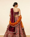 Orange Maroon Embroidered Bridal Lehenga image number 3