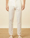 Manyavar Men Cream Pencil Cut Trousers