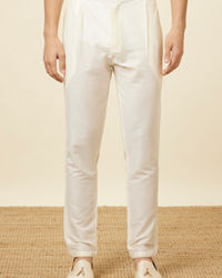 Manyavar Men Cream Pencil Cut Trousers