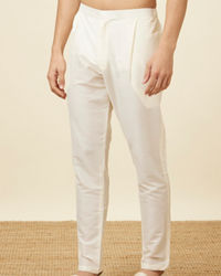 Manyavar Men Cream Pencil Cut Trousers
