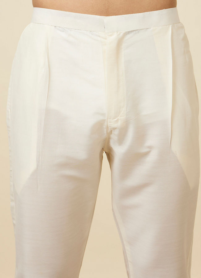 Manyavar Men Cream Pencil Cut Trousers