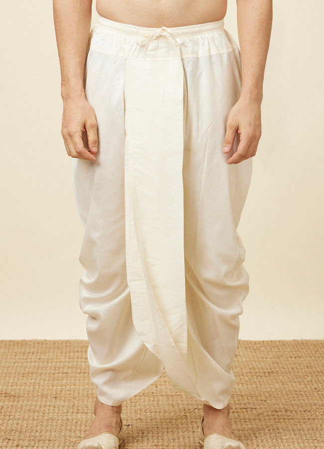 alt message - Manyavar Men Simple Off White Dhoti image number 0