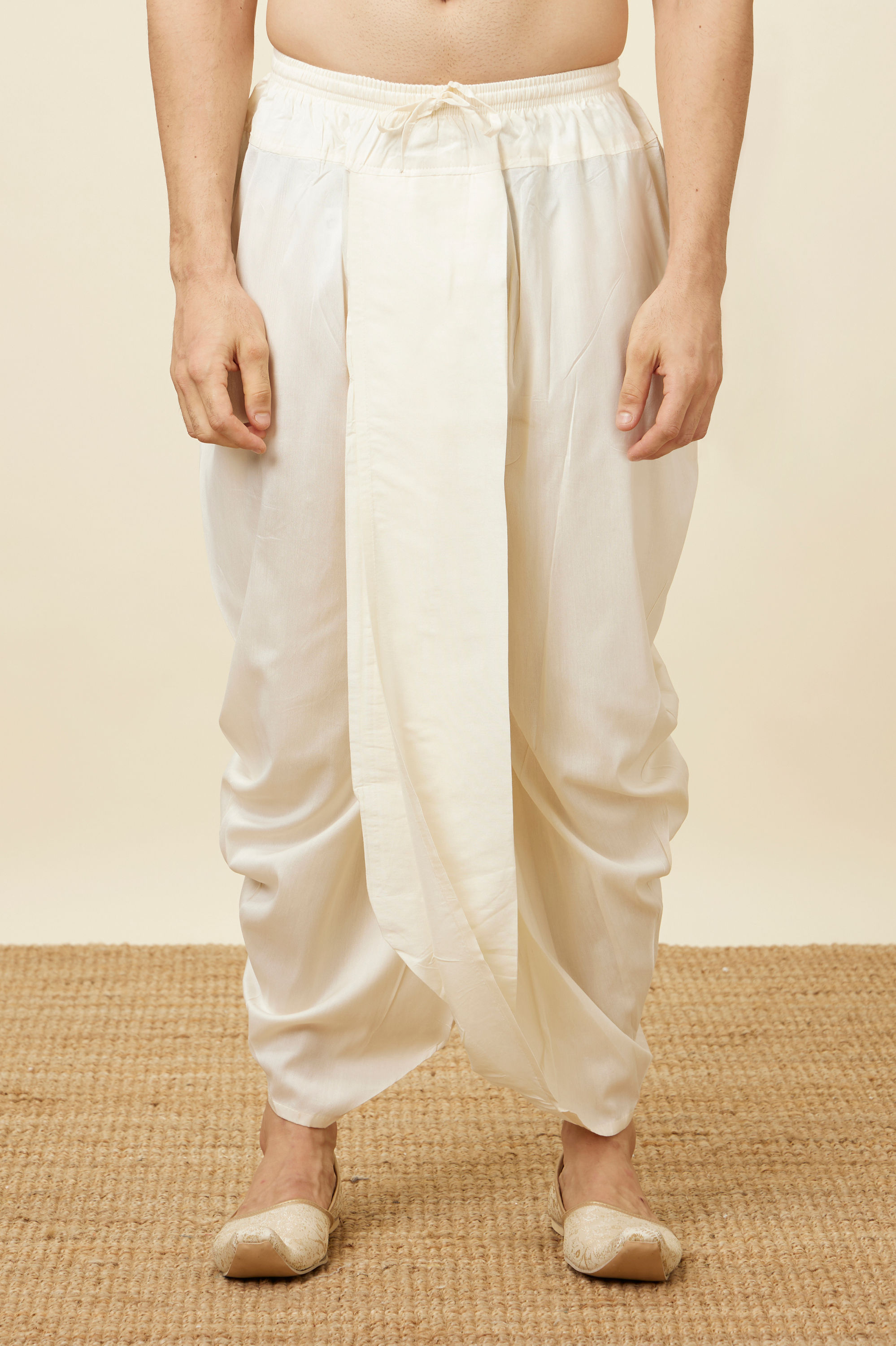 Manyavar Men Simple Off White Dhoti