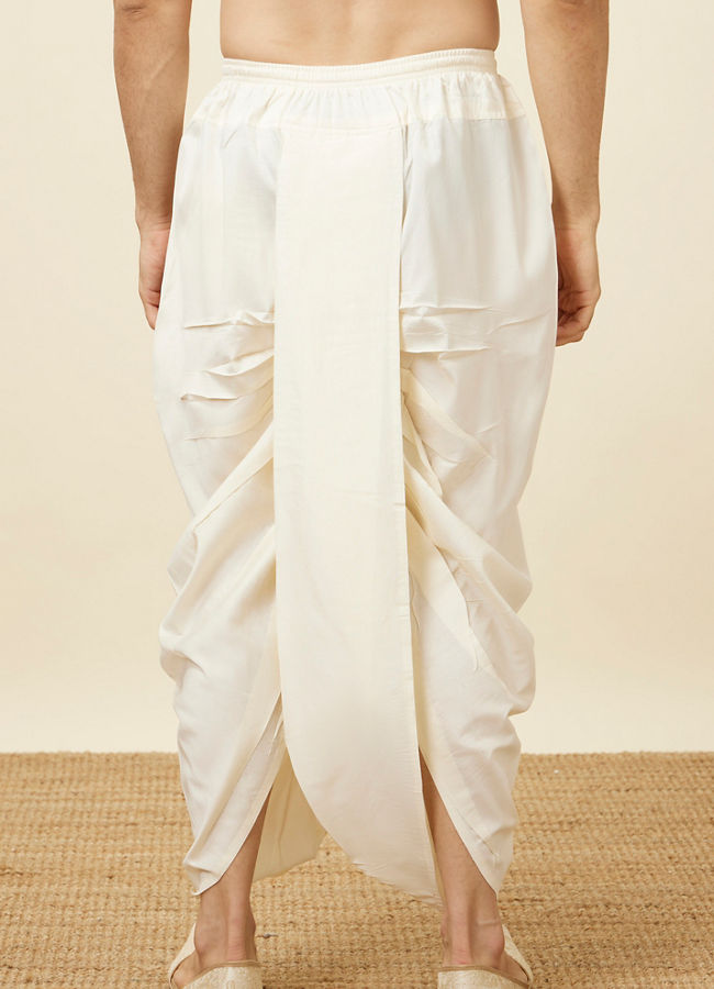 alt message - Manyavar Men Simple Off White Dhoti image number 2