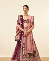 Wine Velvet Bridal Lehenga image number 0