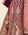 alt message - Mohey Women Wine Velvet Bridal Lehenga image number 4