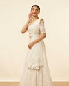 Cream Diamond Patterned Bridal Lehenga image number 2