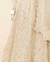 Cream Diamond Patterned Bridal Lehenga image number 4