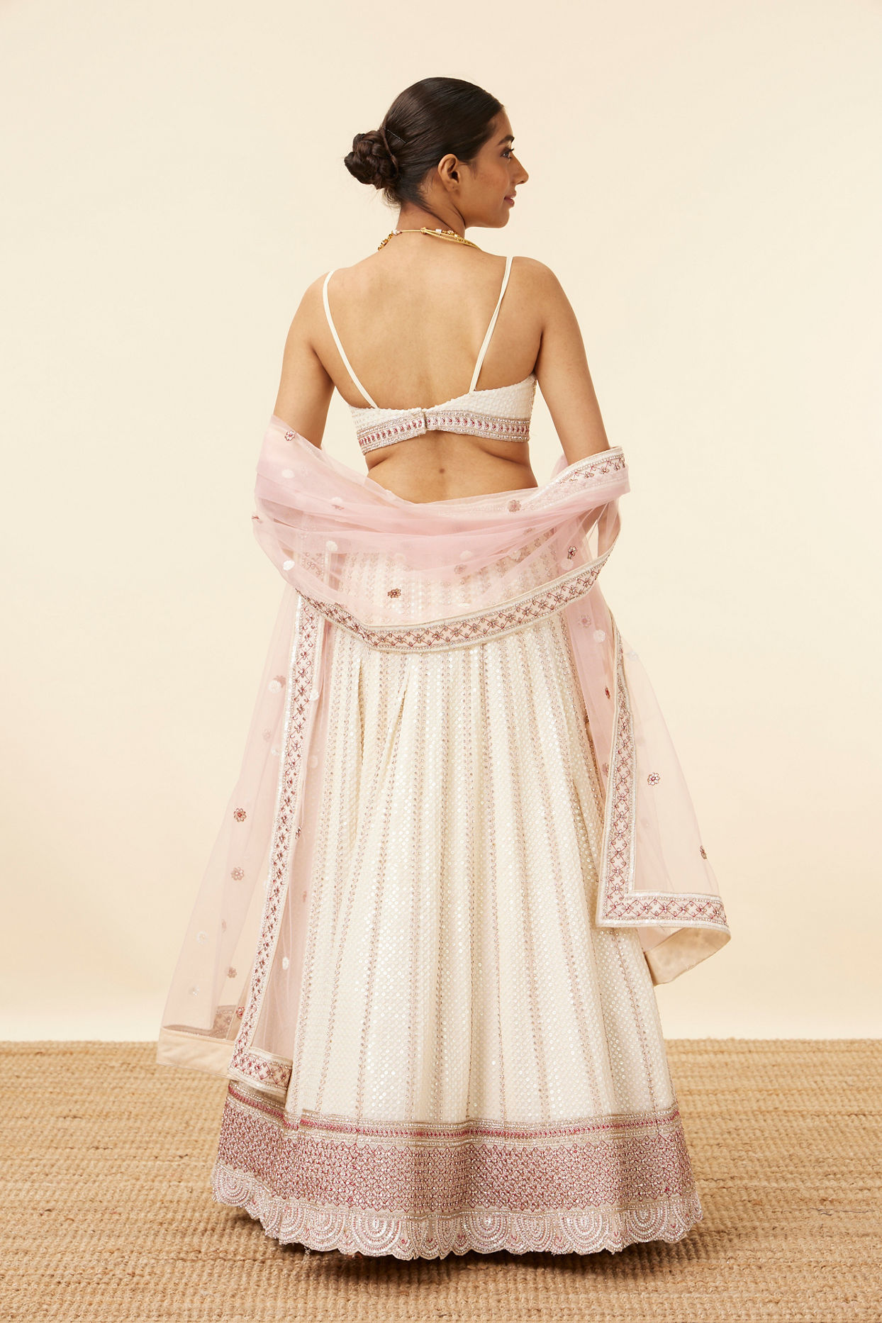 Mohey Women Rosewater Pink Sequined Lahenga