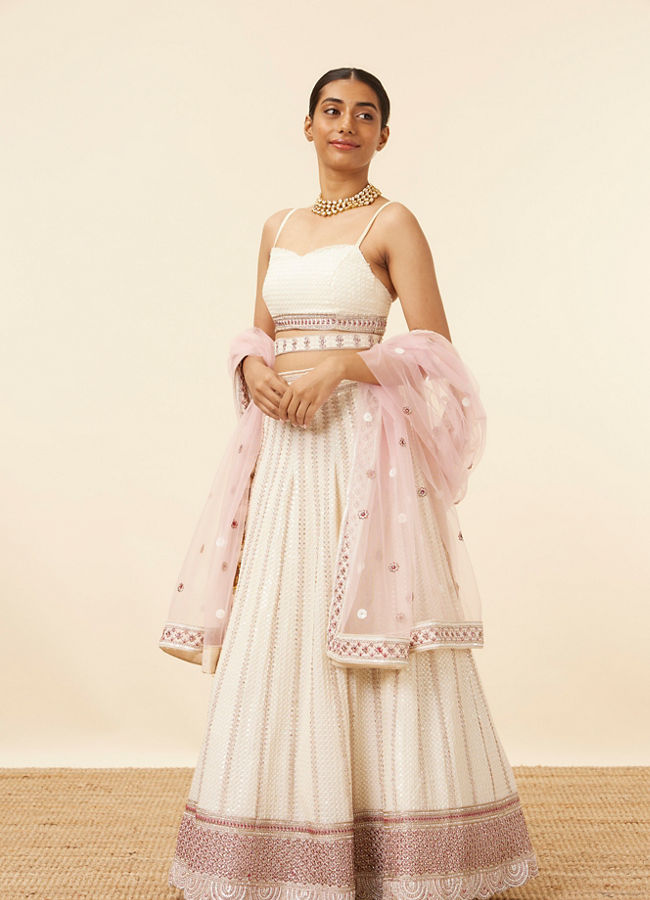 Mohey Women Rosewater Pink Sequined Lahenga