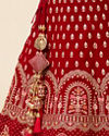 Mohey Women Dark Red Velvet Embroidered Bridal Lehenga image number 4