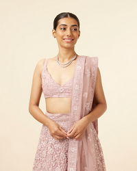 Mohey Women Light Purple Net Stone Embroidered Lehenga