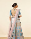 Teal Blue Block Patterned Lehenga image number 3