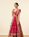 alt message - Mohey Women Rani Floral Patterned Bridal Lehenga image number 2