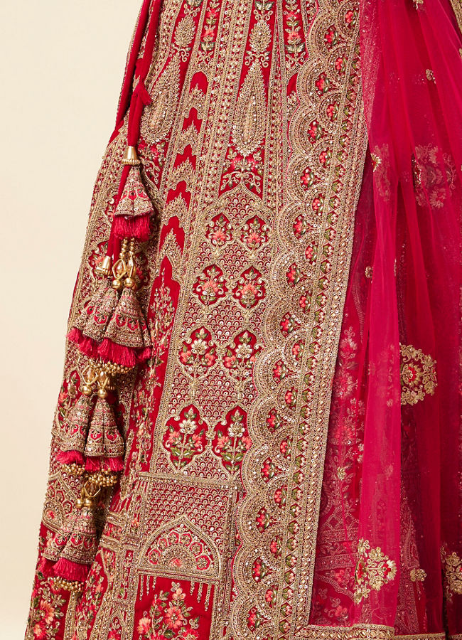 Mohey Women Rani Floral Patterned Bridal Lehenga