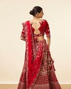 Mohey Women Red Velvet Stone Work Zari Bridal Lehenga