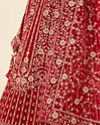 Mohey Women Red Velvet Stone Work Zari Bridal Lehenga