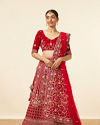 Red Velvet Stone Work Zari Bridal Lehenga